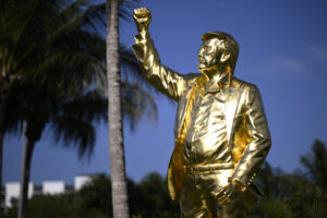 Trump breaks silence after unveiling 22-foot gold statue of himself at his own golf course